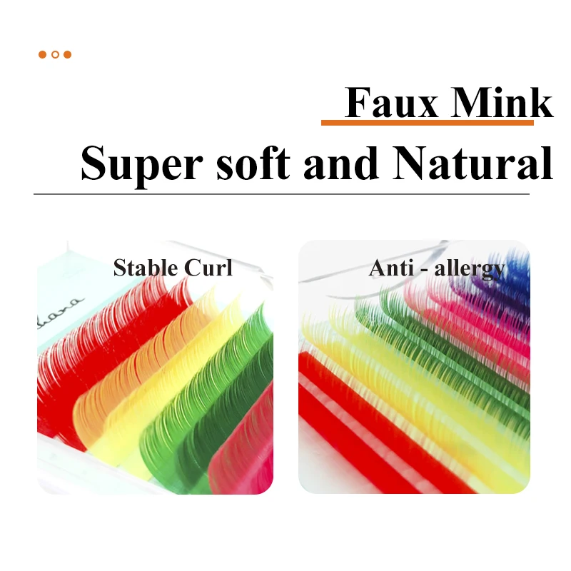 NATUHANA 16lines Mix Color Eyelash Extension Individual Mink Fake Rainbow Colored Eyelashes Natural Soft Colorful False Lashes