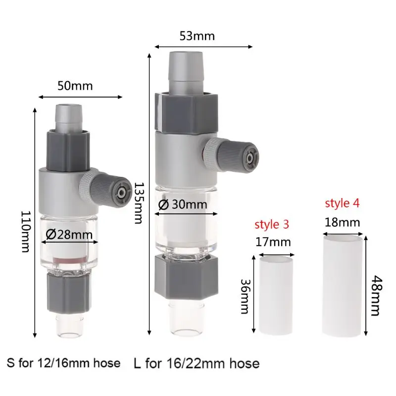 CO2 Atomizer Diffuser External Reactor Aquarium Fish Tank For 12/16mm 16/22mm