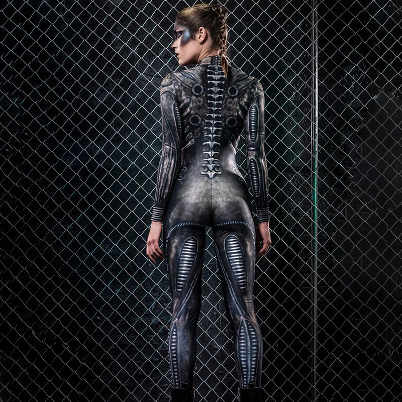 Skeleton Jumpsuit เครื่องแต่งกายฮาโลวีน Slim Humen Body Zentai Skull ชุดคอสเพลย์ Ghost แน่นชุด Carnival Party 2021ใหม่