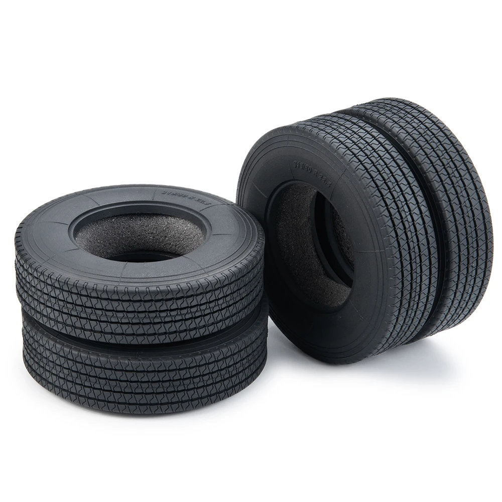 TRINOOD Rubber Tyres Wheel Tires with Sponge 22/25mm for 1/14 Tamiya Tractor Trucks Trailer Cargo Tow Drag RC Car Upgrade Parts