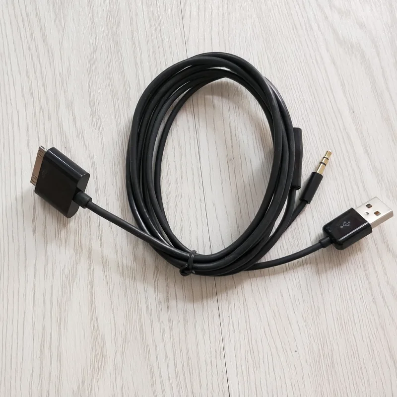 30 pin to USB charging 3.5mm AUX cable 1.5m USB charge cable adapter for ip4 4s iPod iPad 3