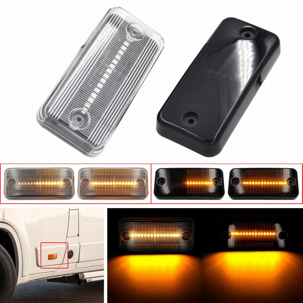 6 Pieces Amber Dynamic Flowing LED Side Marker Light For Iveco Fiat Ducato Citroen Relay Peugeot Boxer Renault VOLVO MAN