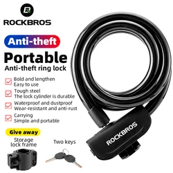 ROCKBROS Bicycle Lock MTB Road Cycling Portable Safety Anti-theft Cable Lock For Electric Motorcycle Scooter Bike Accessories