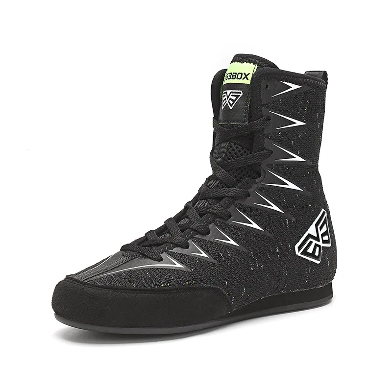 

New Black White Mesh Children's High-top Boxing Shoes Fighting Training Shoes Lightweight Martial Arts Shoes