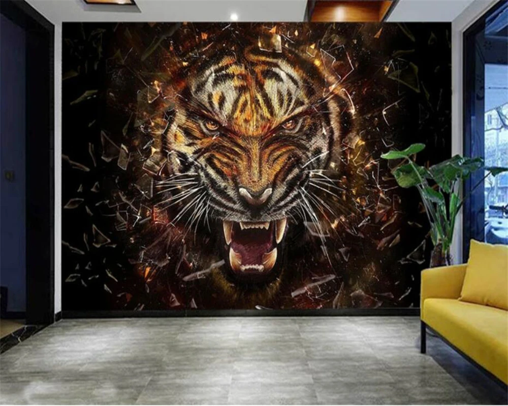 beibehang Modern three-dimensional papel de parede 3d wallpaper rainforest animal tiger plant forest waterfall butterfly mural