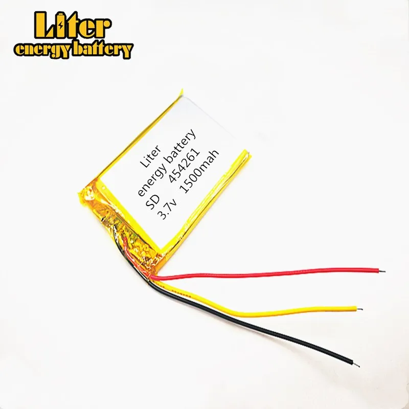 

10pcs/lot 3 line Good Qulity 3.7V,1500mAH,454261 Polymer lithium ion / Li-ion battery for TOY,POWER BANK,GPS,mp3,mp4