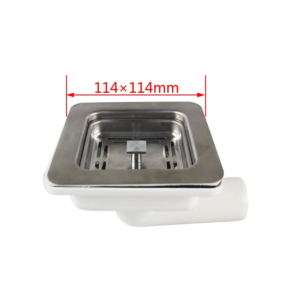 MTTUZK Kitchen Sink square drain, sink square filter drain 114mmX114mm rear elbow wall row design MTK245