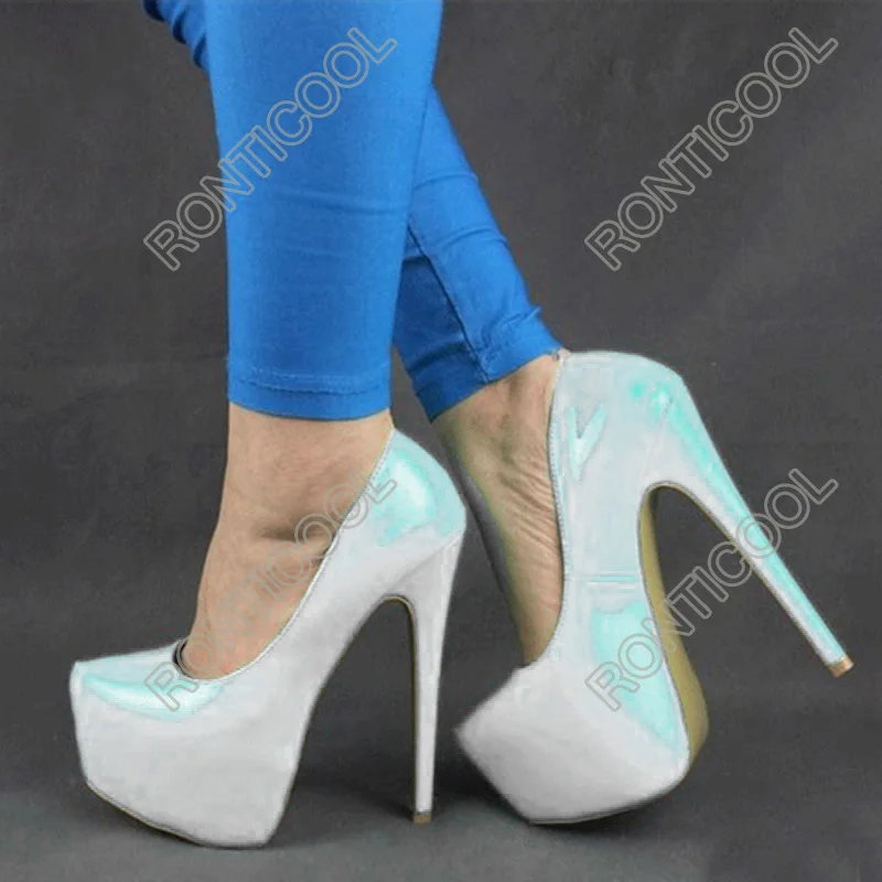 Ronticool Classics Women Pumps Sexy Stiletto Heels Round Toe Gorgeous 9 Colors Night Club Wear Shoes Women US Plus Size 5-15