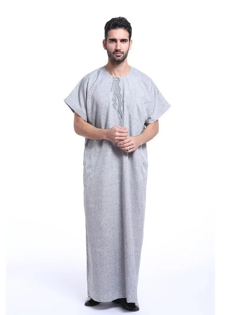 Jubba Thobe For Men Arabic Dubai Cotton Mens Formal Thobes Muslim Robe Clothing Islamic Saudi Arab Kaftan Wear Plus Size XXXL