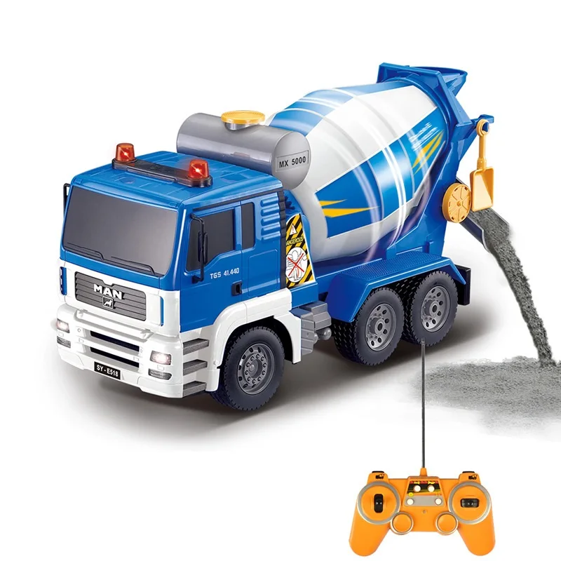 Remote Control Car Concrete Mixing Truck With lights and Horn Mixing Drum 360 °Rotating Rc Car 4WD Cement Concrete Mixing Truck