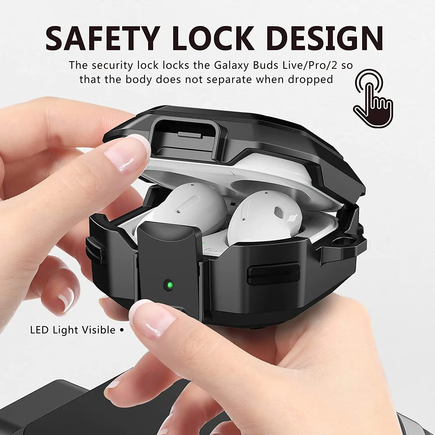 لسامسونج غالاكسي براعم 2/برو/لايف/برو 2 حالة فاخرة مع الأمن قفل درع سماعة غطاء عالمي ل غالاكسي براعم حالات