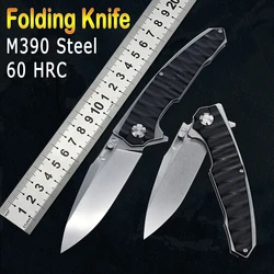 New M390 Steel Folding Knife G10 Handle Outdoor Camping Survival Hunting Knife Fruit Portable High Hardness Tactical EDC Tool