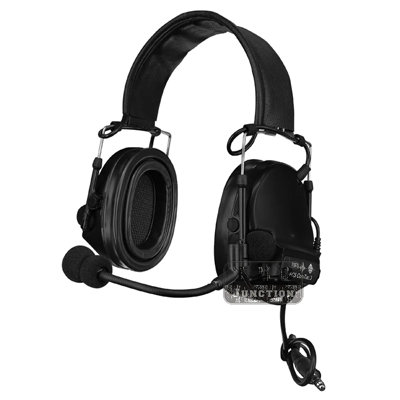 Tactical Comtac III 3 Headset Silicone Earmuffs Shooting Pickup Noise Reduction Headphone For Walkie Talkie Black