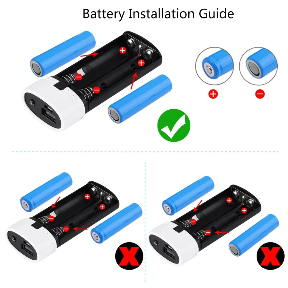 Przenośna 2-gniazdowa ładowarka USB 18650 do akumulatorów DIY Box z latarką LED Power Bank Shell do smartfona MP3