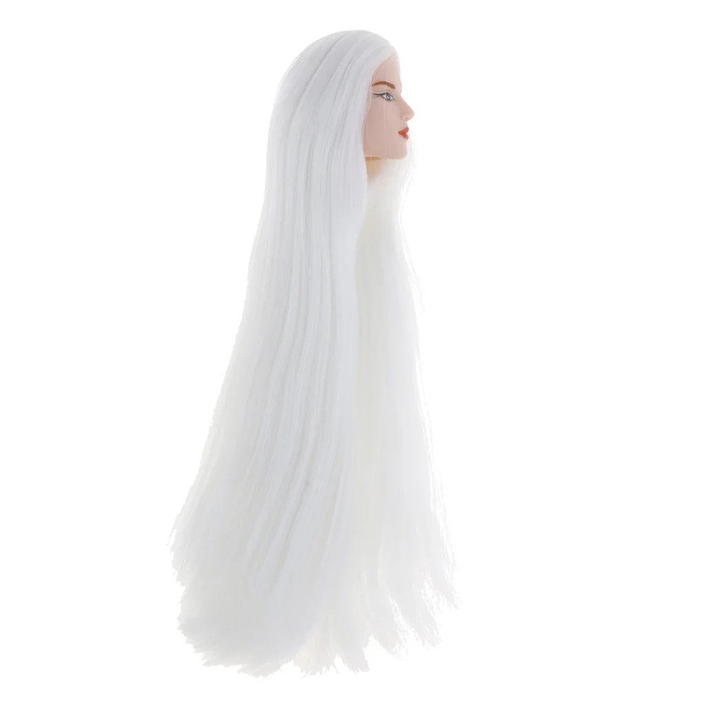 

1/6 BJD мальчик голова куклы лепить с белыми длинными волосами мужские фигурки голова
