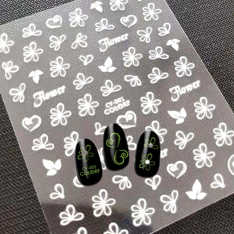 Newest Noctilucent Design 3D Self Adhesive Back Glue Decal Stamping DIY Decoration Tools Nail Art Sticker CL001 002