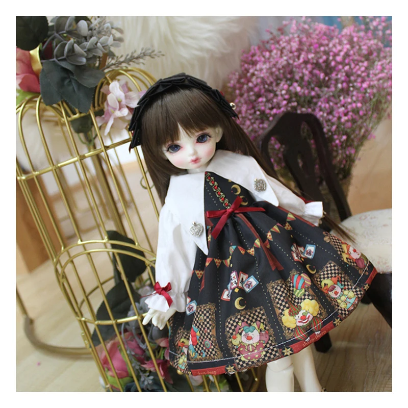 BJD clothes 1/6 cute dress with bowknot 1/4 doll dress + hair band for 1/6 1/4 BJD SD doll Blyth doll accessories doll clothes