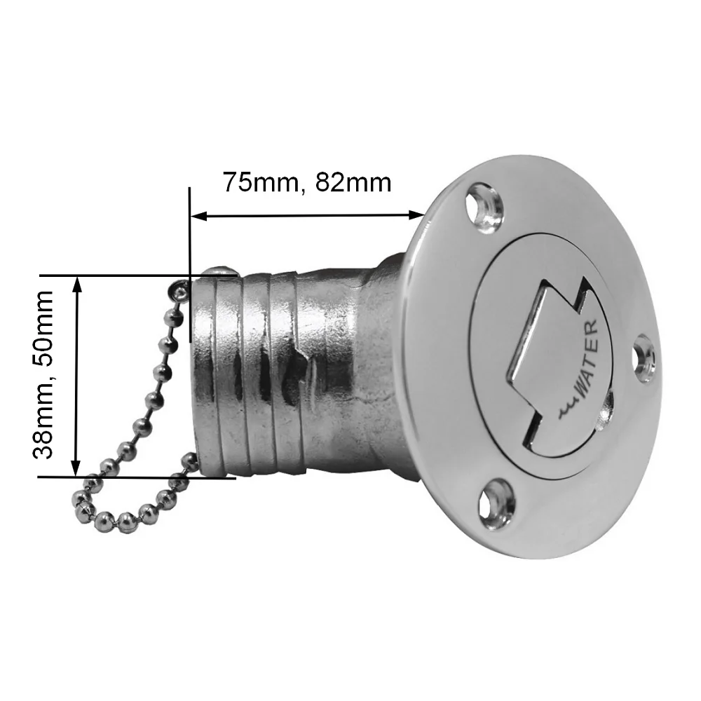 45 Degree Stainless Steel 316 Deck Filler Cap GAS DIESEL FUEL WASTE WATER 38mm 50mm Marine Boat Yacht Hardware Deck Filler