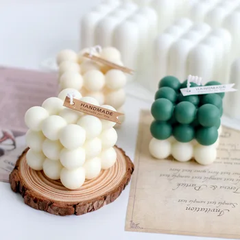 قالب شمع على شكل كرة سحرية بستة وصلات INS مكعب سحري إبداعي كرة مستديرة شمعة علاج عطري قالب من السيليكون الناعم