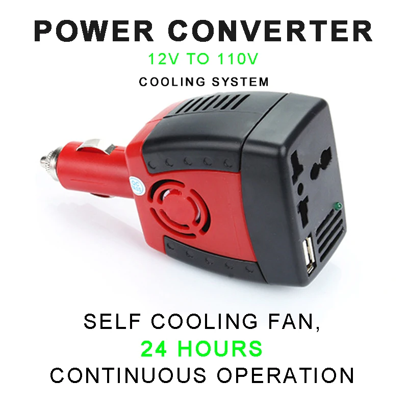 150W Inverter Car DC 12V to AC 110V Power Converter Single USB Port Charger