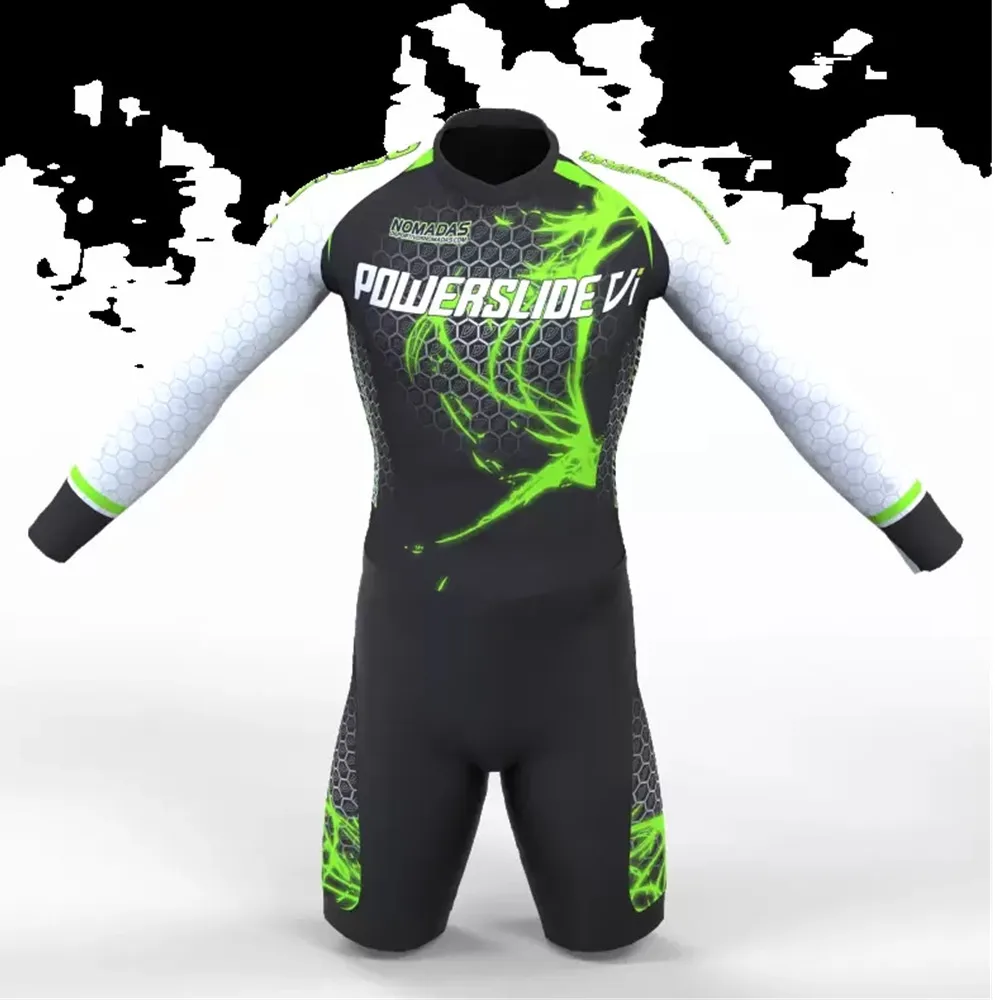 Powerslide Racing Suit Speed Inline Roller Skate Skinsuit High Quality Cycling Skinsuit Mens Triathlon Roller Skating Jumpsuit