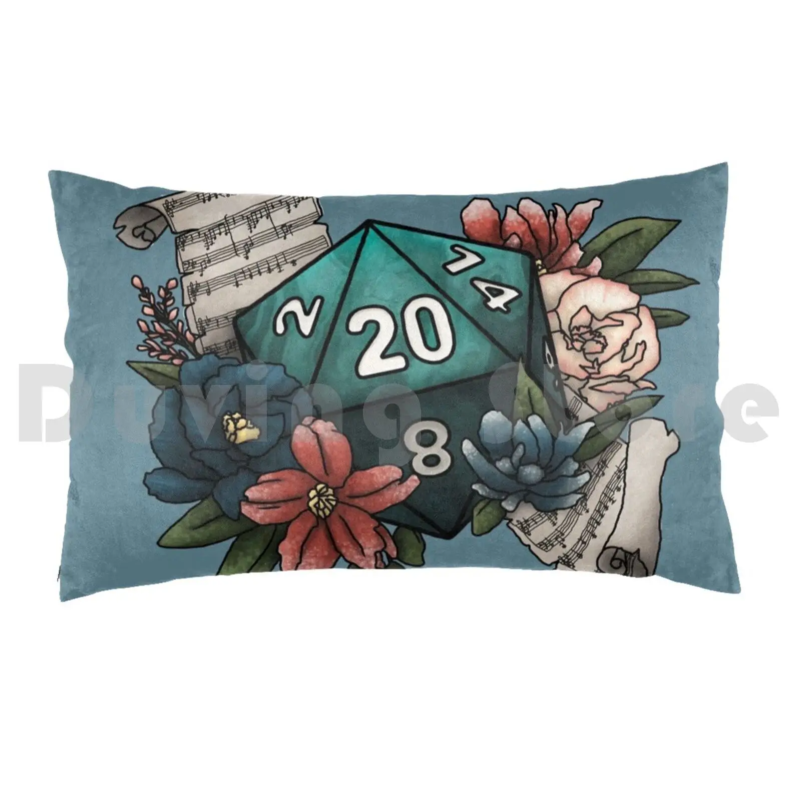 Bard Class D20-Tabletop Gaming Dice Pillow Case Printed 35x50 D20 D D Dnd Tabletop Gaming Dice Feminine