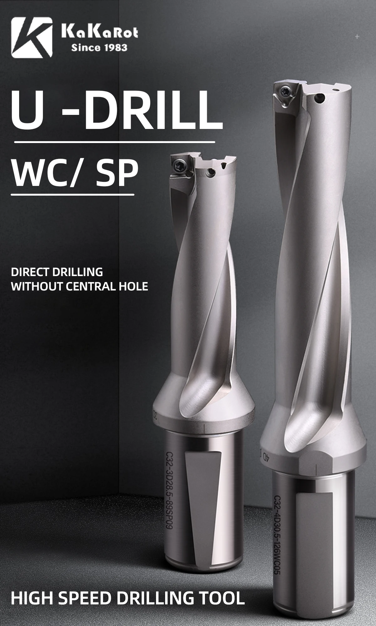 Bohrbohrer der KaKarot WC-Serie, Metallbohrer, Einsatzbohrer, 13 mm–50 mm Tiefe, 2D, 3D, 4D-Wendeschneidplatten, U-Bohrmaschinen, Drehmaschinen, CNC – Detail 2