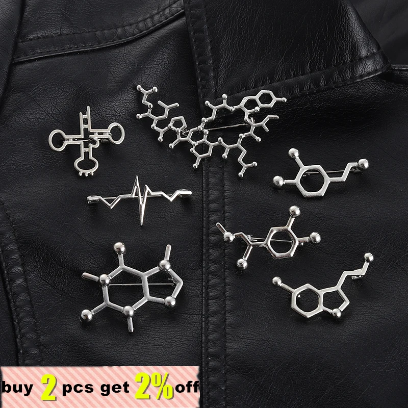 Molecular Structure Brooches Chemical Formula Badges Custom EKG Love Hormone Chemistry Jewelry Gift for Nurse Teacher Wholesale