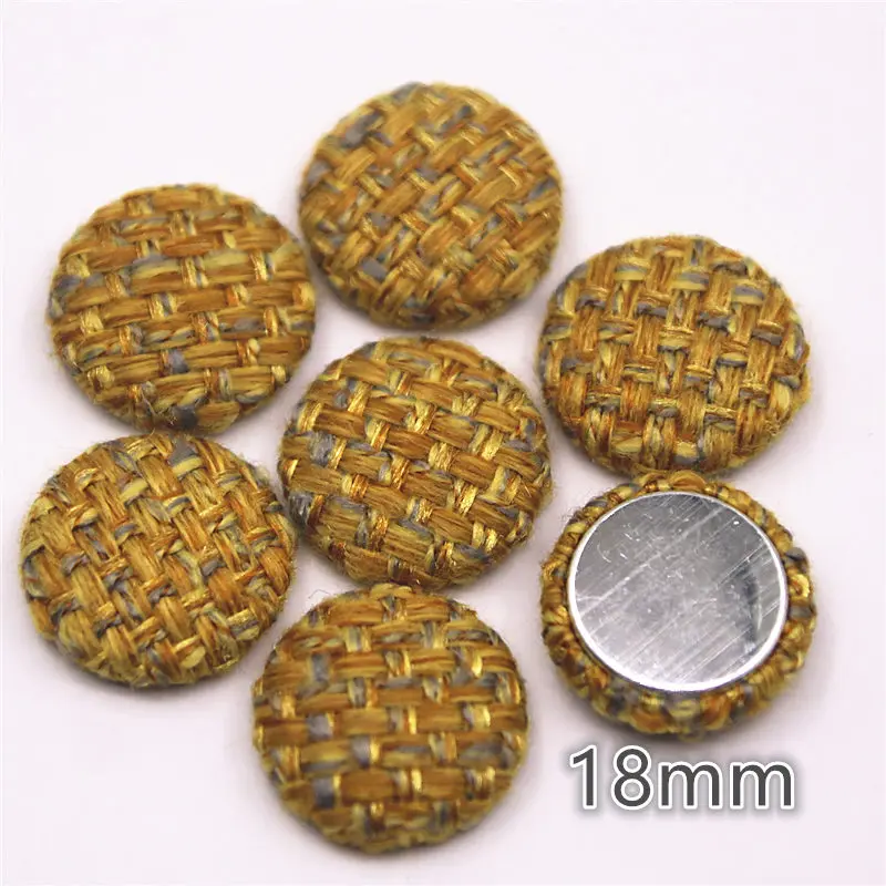 30pcs 18mm Tweed Plaid Fabric Covered Multiple Color Round Flackback Buttons Home Garden Crafts Cabochon Scrapbooking