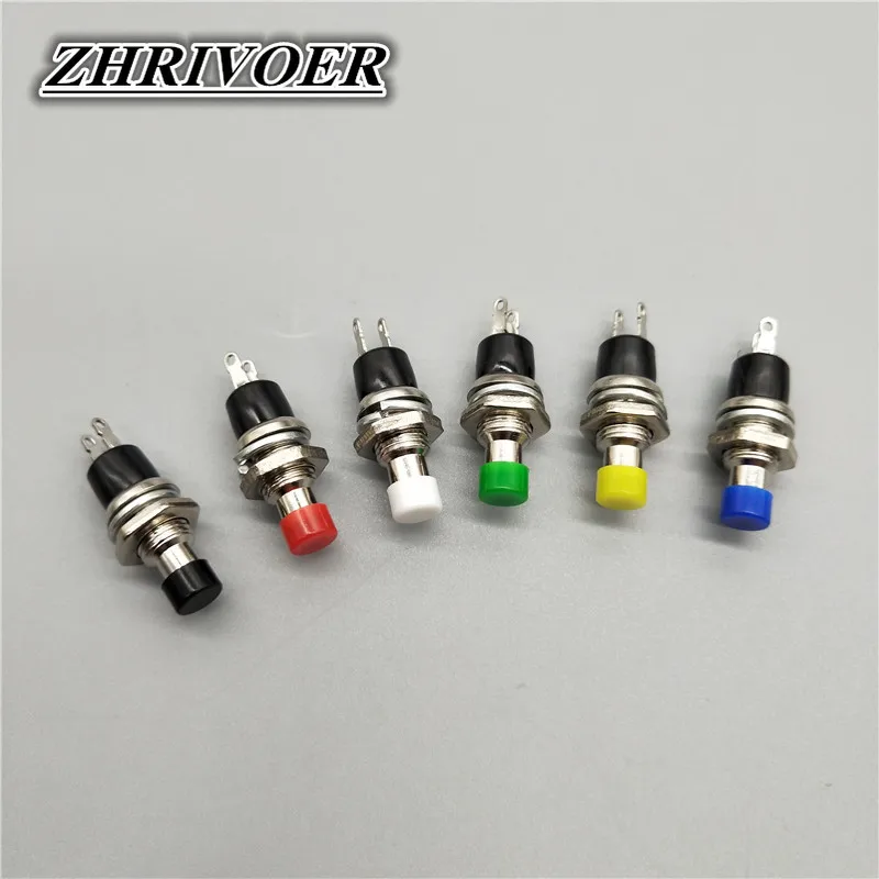 6Pcs PBS-110 Mini Momentary ปุ่มกด NO/NC 7มม.สีแดงสีเหลืองสีเขียวสีฟ้าสีดำสีขาว
