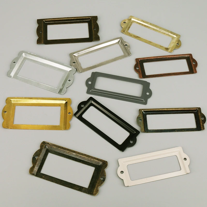 4PCS Antique Iron Tag Label Frame Name Card Holder Cabinet Drawer Box Case Metal Frame with Screws Furniture Hardware