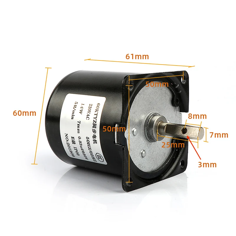 Low Speed Micro AC 220V 60KTYZ Permanent Magnet Synchronous Motor Gear Motor 1 2.5 5 10 15 20 30 50 60 80 110 rpm