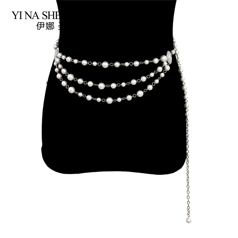 Women Fringe Imitation Pearl Belt Female Vintage Dress Pattern Belly Dance Waist Chains Ladies Designer Woman Dresses Chains