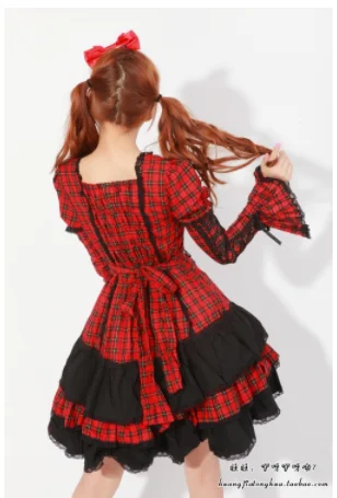 Kawaii Cô Gái Gothic Ngọt Nhật Bản Lolita Đầm Lưới Tay Phồng Vintage Phối Ren Nơ Quần Lót Váy Lolita OP Công Chúa Loli