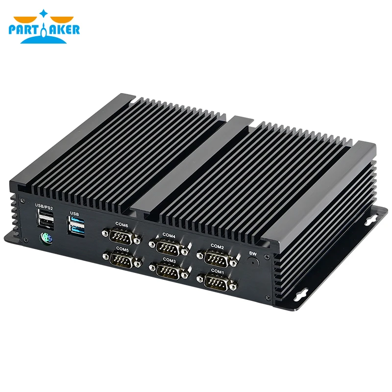 Fanless อุตสาหกรรม Mini PC Intel i7 8550U i5 8250U i7 6500U i5 7267U 2 * intel i211 6 * COM RS232 RS422 RS485 มินิคอมพิวเตอร์ HTPC