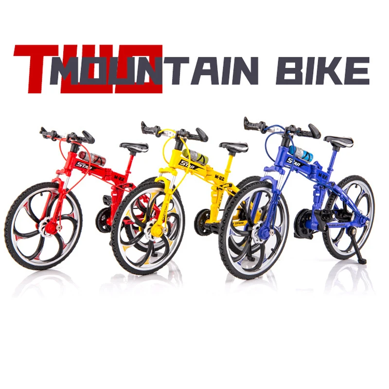 Mini Foldable Bicycle Model 1:8 Scale Metal Model Diecast City Vehicle Mountain Bike Simulation Alloy Toys Collection for Gifts