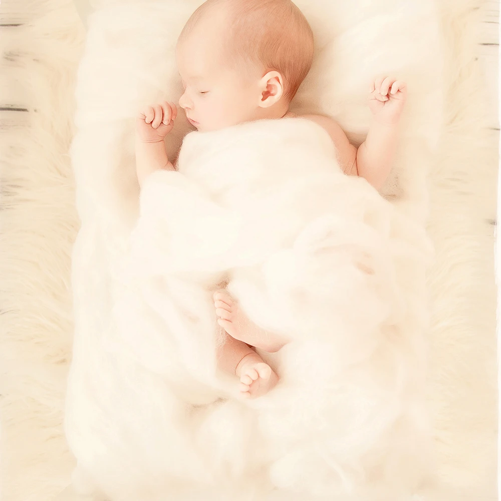 2PCS/Lot 50x50CM Newborn Baby Blanket Fluffy 100% Wool Soft Infant Photography Props Basket Filler Photo Shooting Accessories