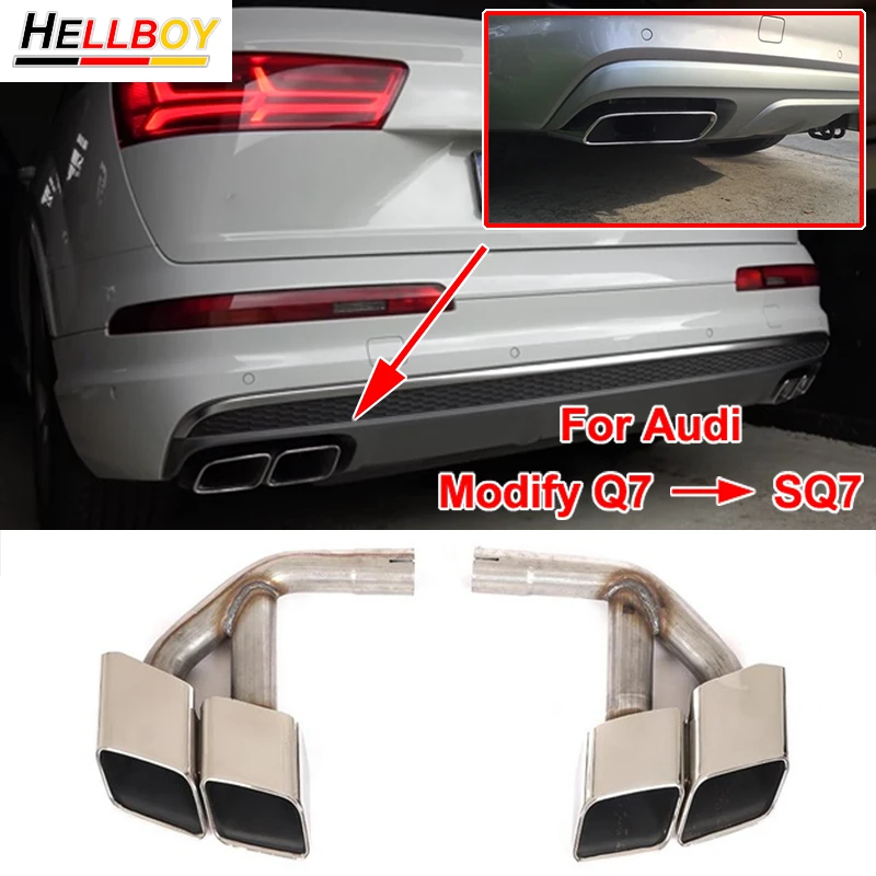 4 Pipe Exhaust Muffler Tip For Audi Q7 4M 2016 Modify into SQ7 Dual Exhaust Muffler Styling Car Accessories 2017-2019 3.0 TDI