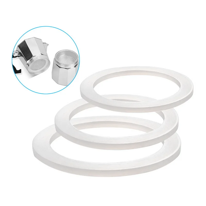 5Pcs Weiß Flexible Washer Dichtung Ring Für Moka Topf Silikon Dichtung Espresso Silikon Ersatz Dichtung Dichtung Für Moka Express