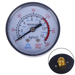 Iron Shell Bar Air Pressure Gauge Double Scale For Air Compressor 9.5/13mm (1/8, 1/4 Bsp) Thread 0~180PSI, 0~12Bar Dia 40/50mm