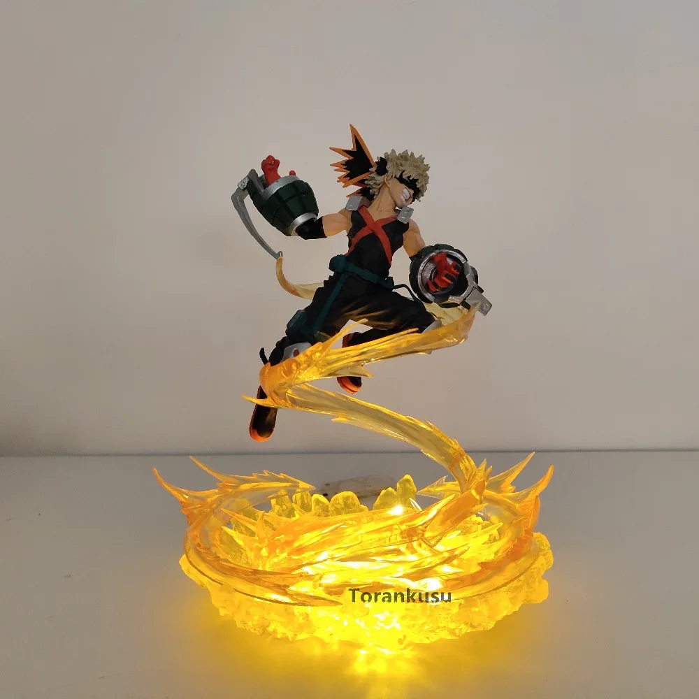 My Hero Academia Anime Figures Bakugou Katsuki VS Midoriya Izuku Action Figures Led Toy Boku no Hero Academia Battle Decor Scene