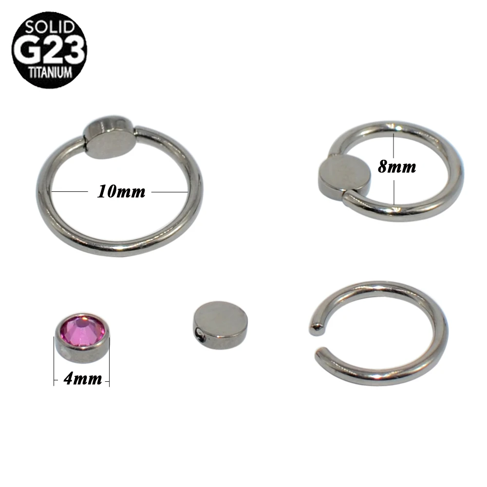 1PC G23 Titanium Opal Nose Ring piercing CZ Gem Ball Ear Septum Helix Tragus Cartilage Earrings BCR Piercings Body Jewelry BCR