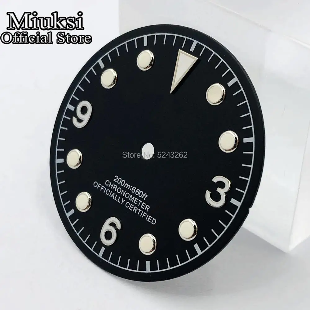 Miuksi 30.5mm black coffee watch dial luminous fit NH35 NH36 ETA2824 2836 Mingzhu DG2813 3804 Miyota 8205 8215 821A movement