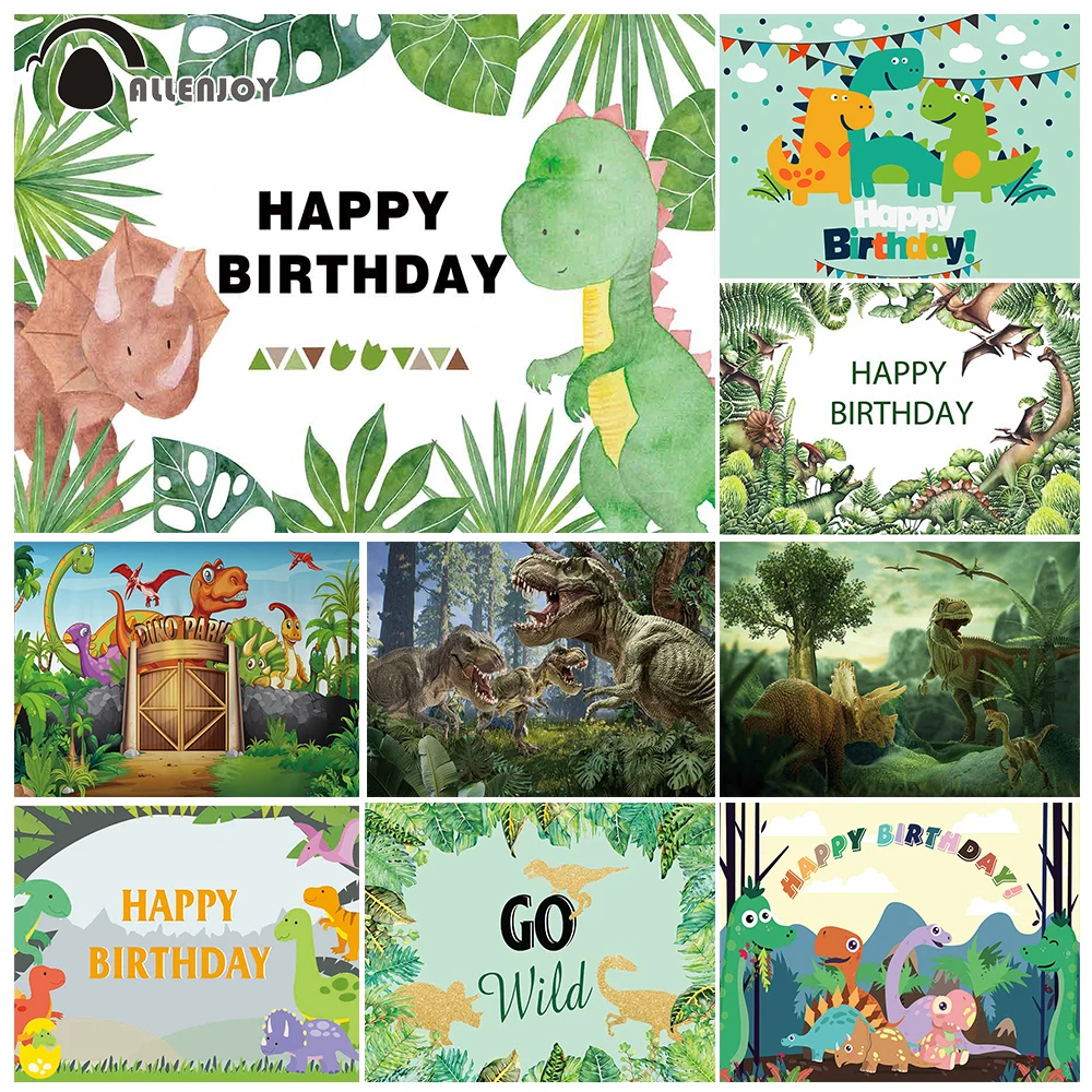 Allenjoy Dinosaur Photography Bakcgrounds Baby shower Jungle Tropical Happy Birthday Party Event backdrop for photography studio