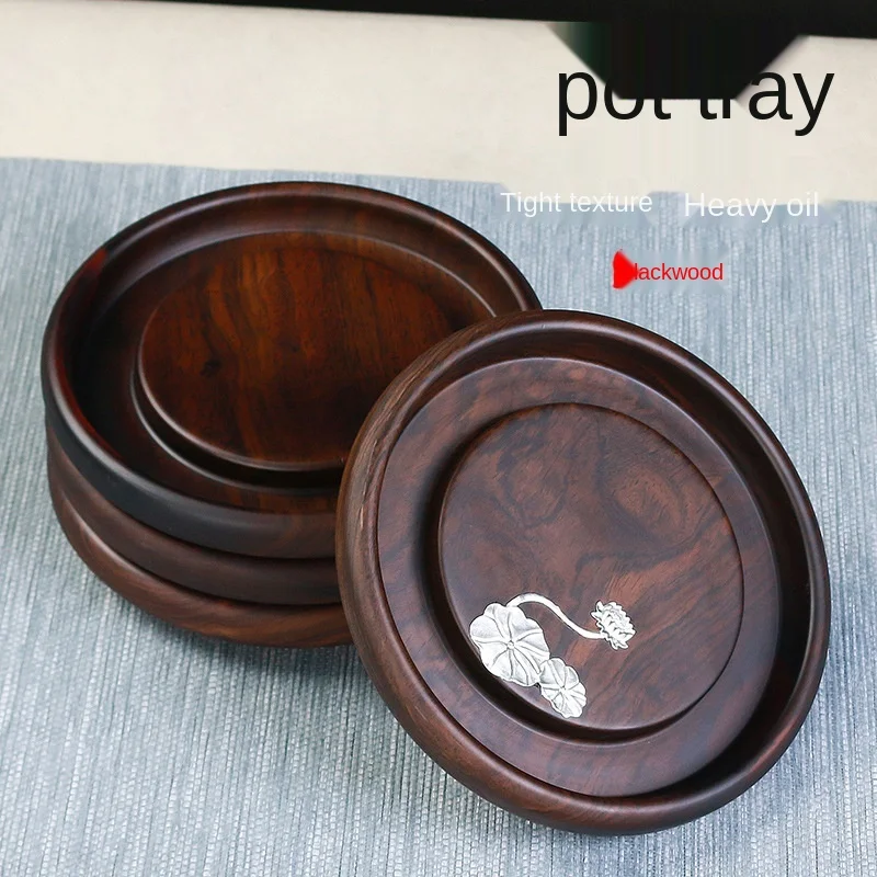 

Ebony Solid Wood Pot Mat Tea Pot Base Handmade Pot Teapot Holder Rack Dry Pour Household Kung Fu Tea Set Accessories