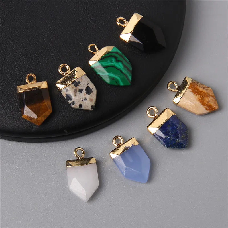 2 sztuk naturalny zielony niebieski żółty kamień wisiorki urok do wyrobu biżuterii naszyjnik kolczyk bransoletki kobiety mężczyźni Diy Handmade 10x18mm
