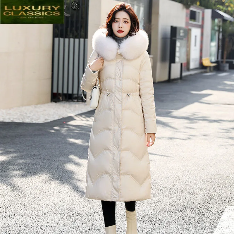 

Women's Winter Down Jacket Long 90% White Duck Down Coat Female Fox Fur Collar Hooded Parkas Woman 2021 Mujer Chaqueta 73