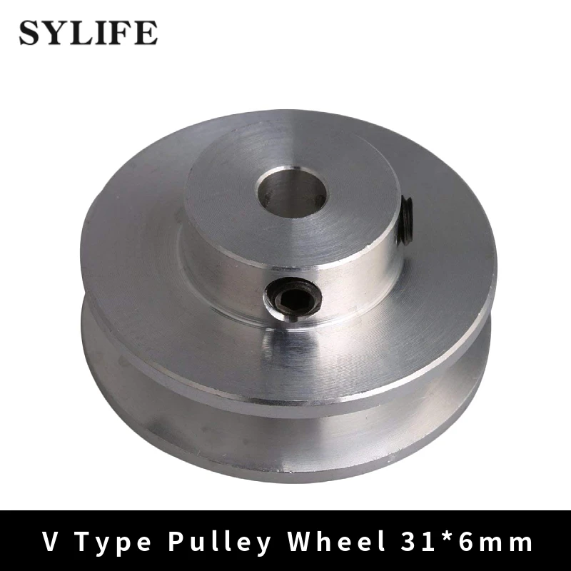 31x15x6MM Silver Aluminum Alloy Single Groove 6MM Fixed Bore Pulley for Motor Shaft 3-5MM PU Round Belt