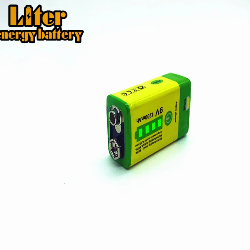 6F22 Micro USB 9V 1200mAh akumulator litowo-jonowy do alarmu dymu mikrofon bezprzewodowy gitara EQ domofon multimetr