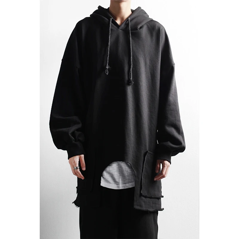 Spring Coat Hoodie Korean version loose hip-hop Hoodie medium-length fashion fashion fashion long-sleeved fashion men's individu